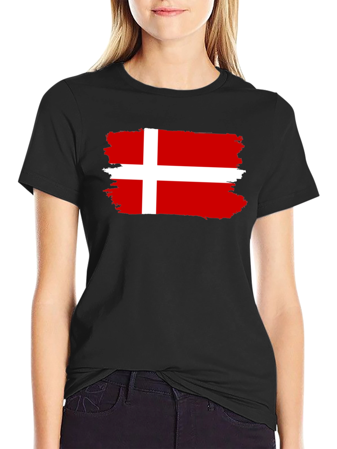 Denmark Flag T-Shirt - Distressed Look