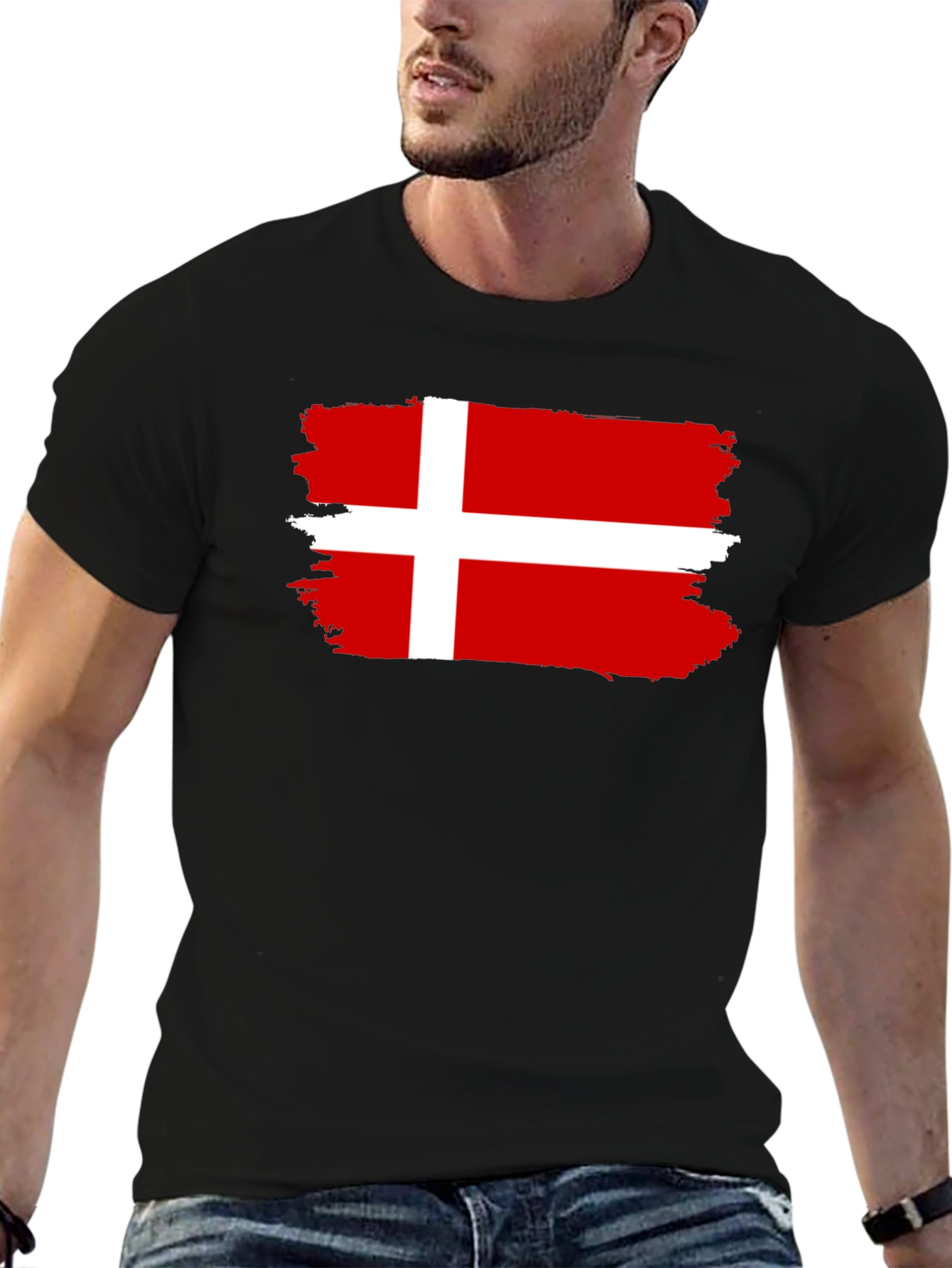 Denmark Flag T-Shirt - Distressed Look