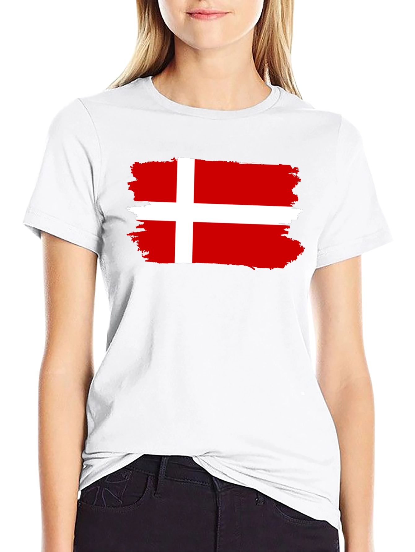 Denmark Flag T-Shirt - Distressed Look