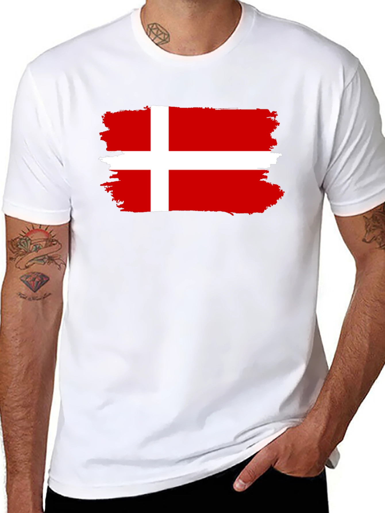 Denmark Flag T-Shirt - Distressed Look