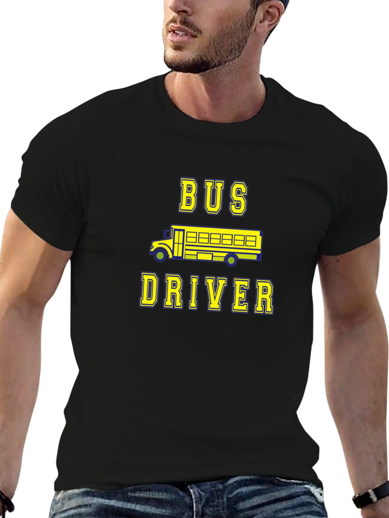Bus Driver Graphic Tee - Black Cotton T-Shirt