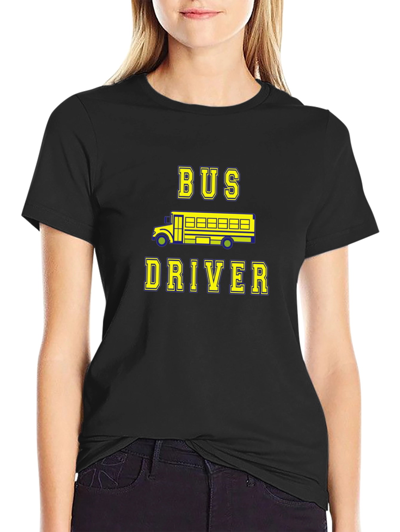 Bus Driver Graphic Tee - Black Cotton T-Shirt