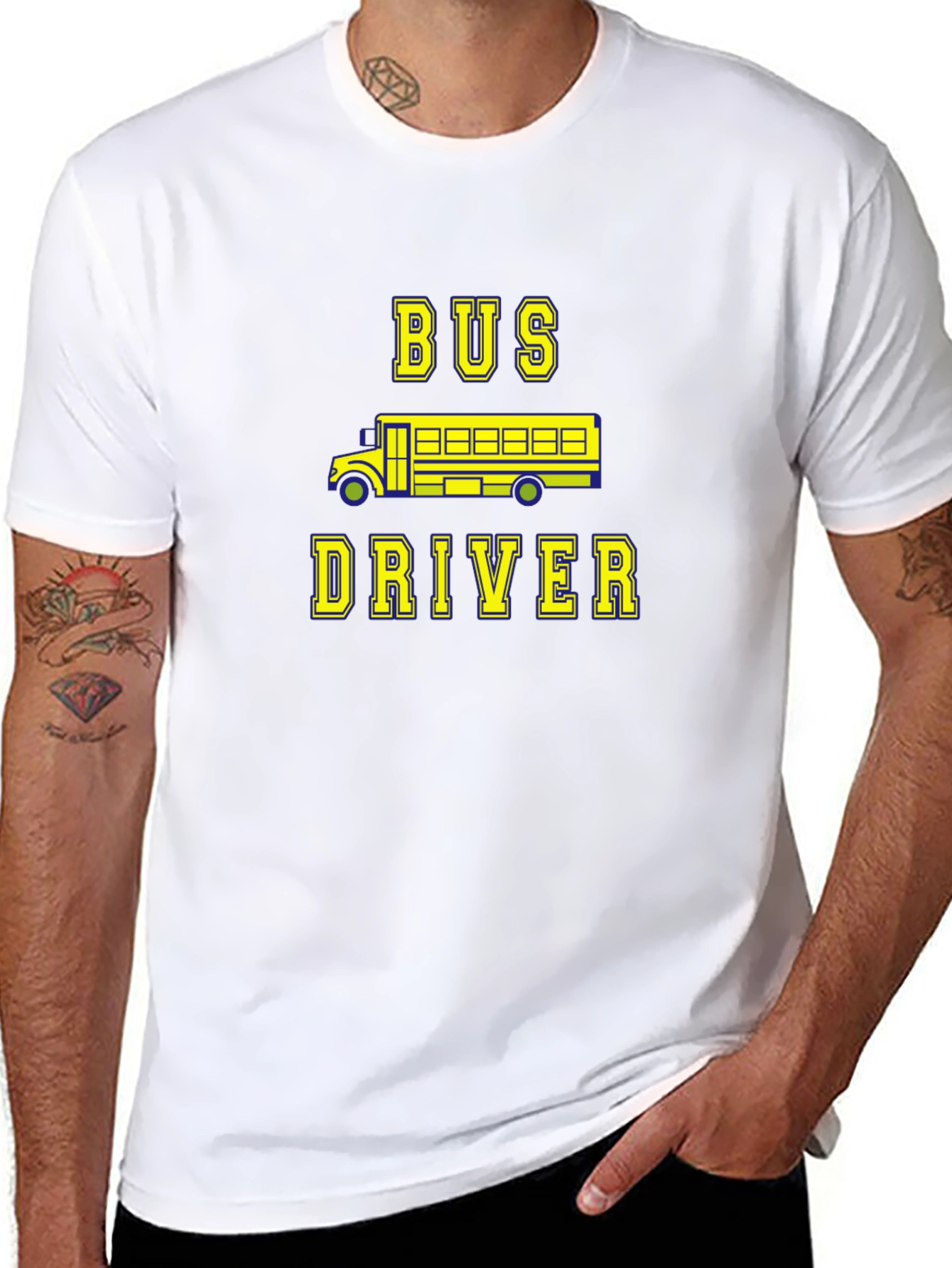 Bus Driver Graphic Tee - Black Cotton T-Shirt
