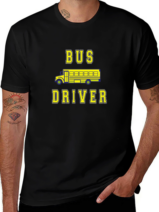 Bus Driver Graphic Tee - Black Cotton T-Shirt