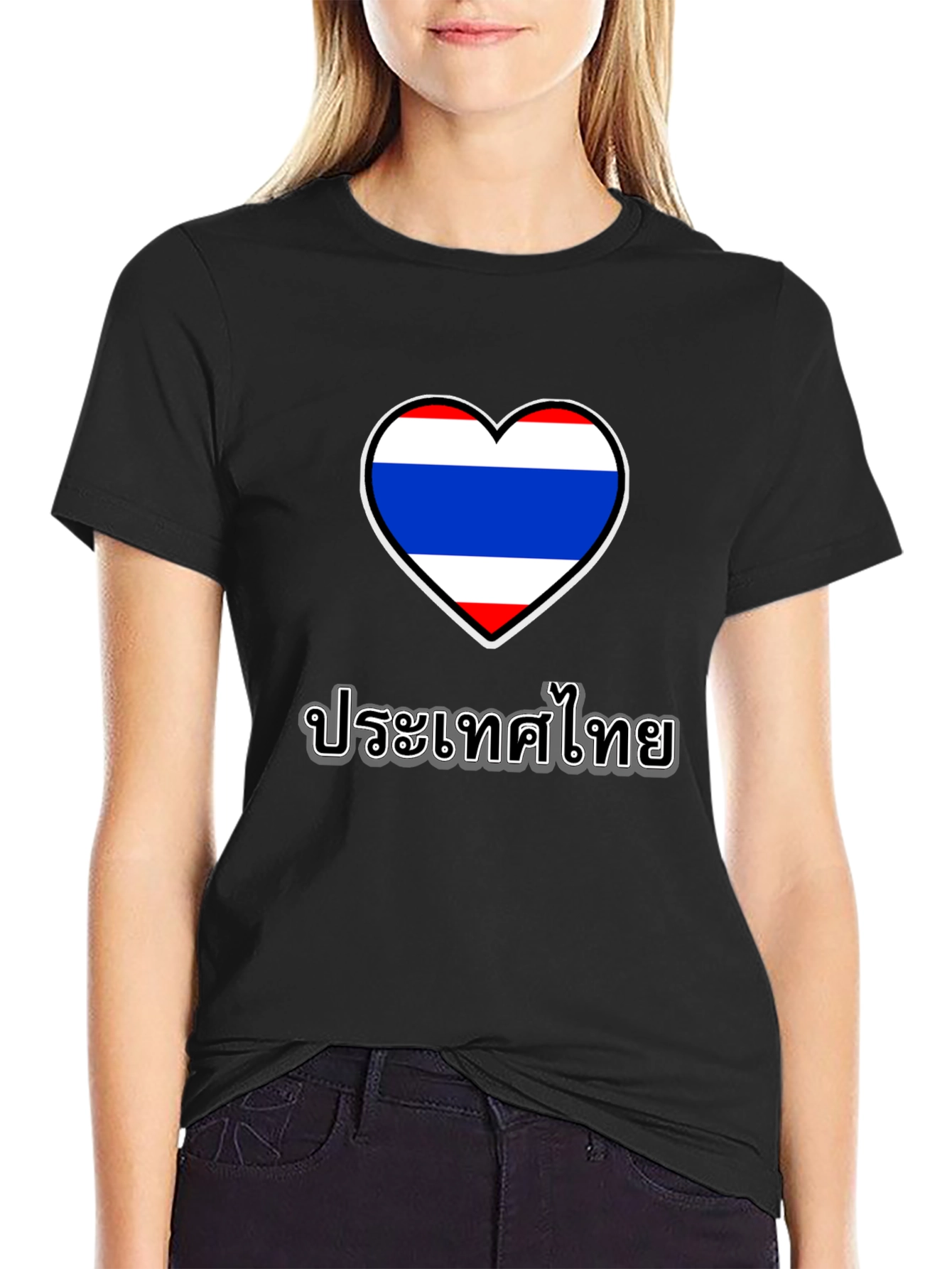 Thailand Heart Flag Black T-Shirt
