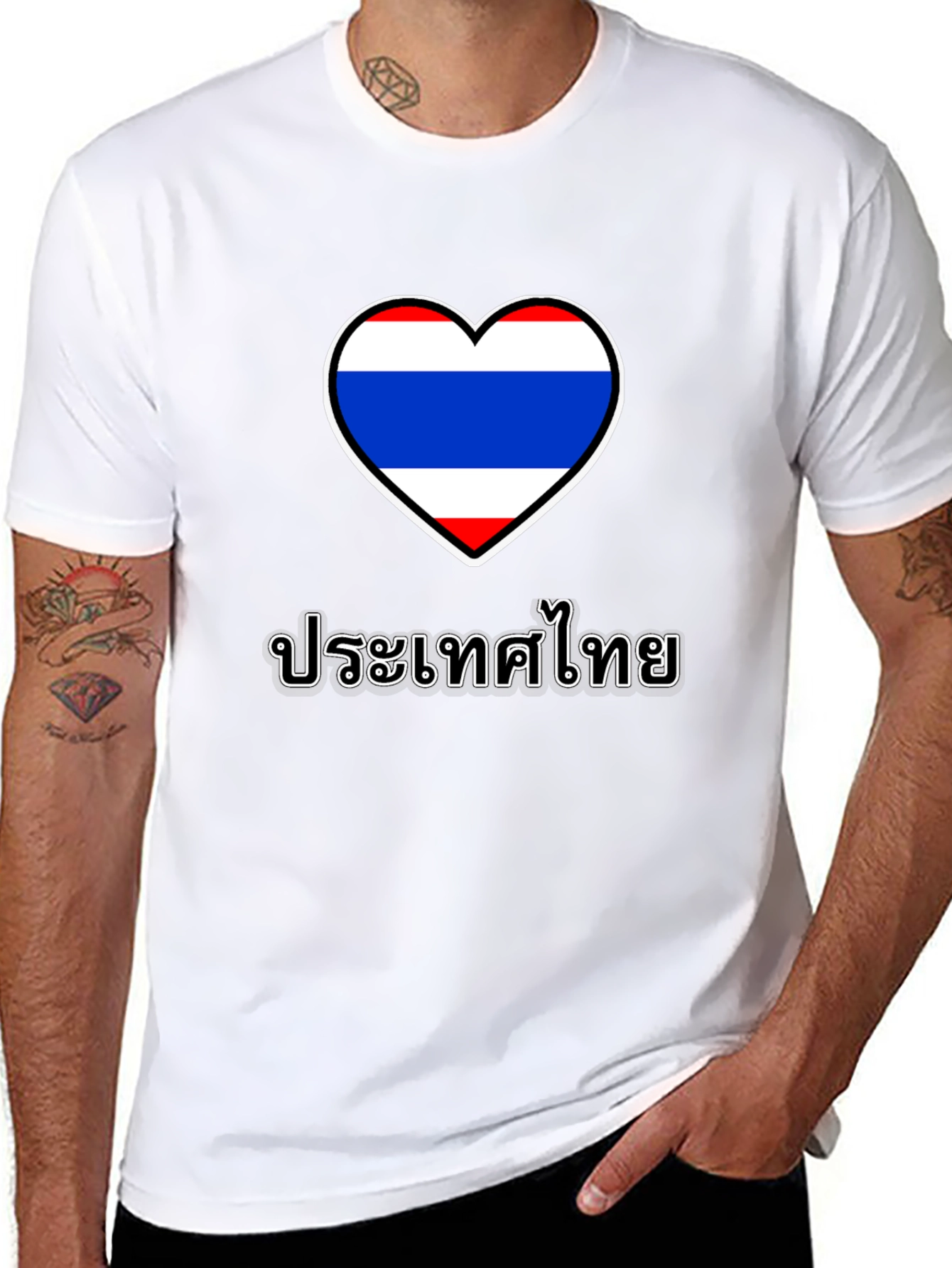 Thailand Heart Flag Black T-Shirt