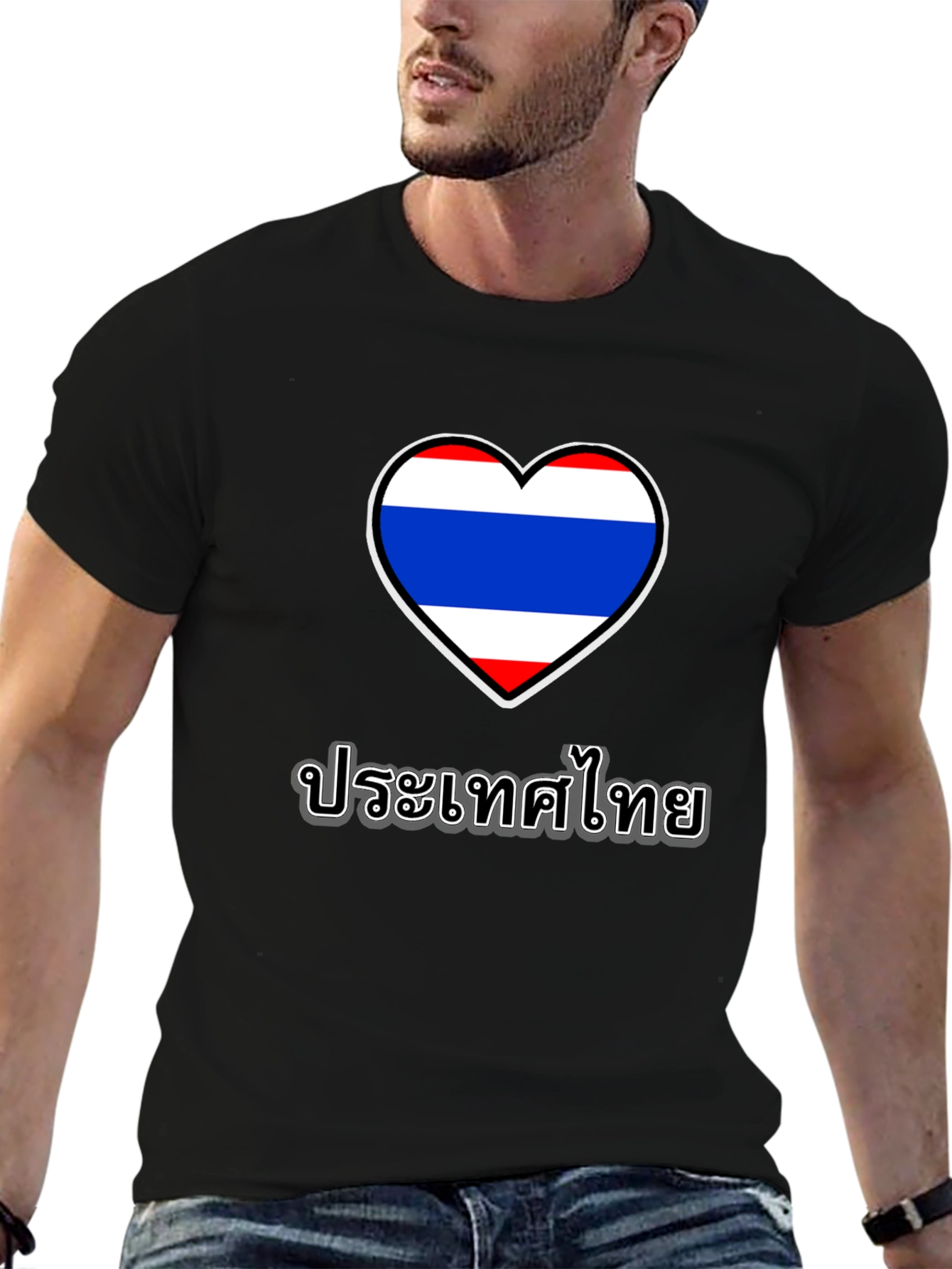 Thailand Heart Flag Black T-Shirt
