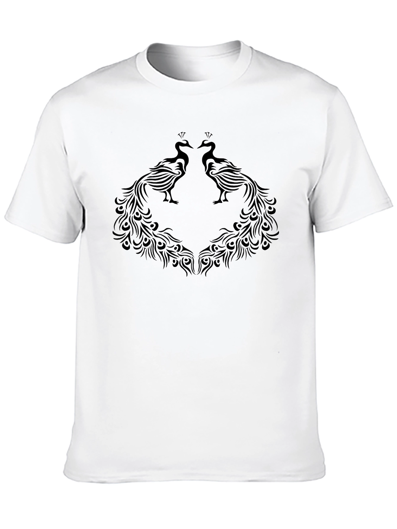 Elegant Black Peacock Graphic Tee