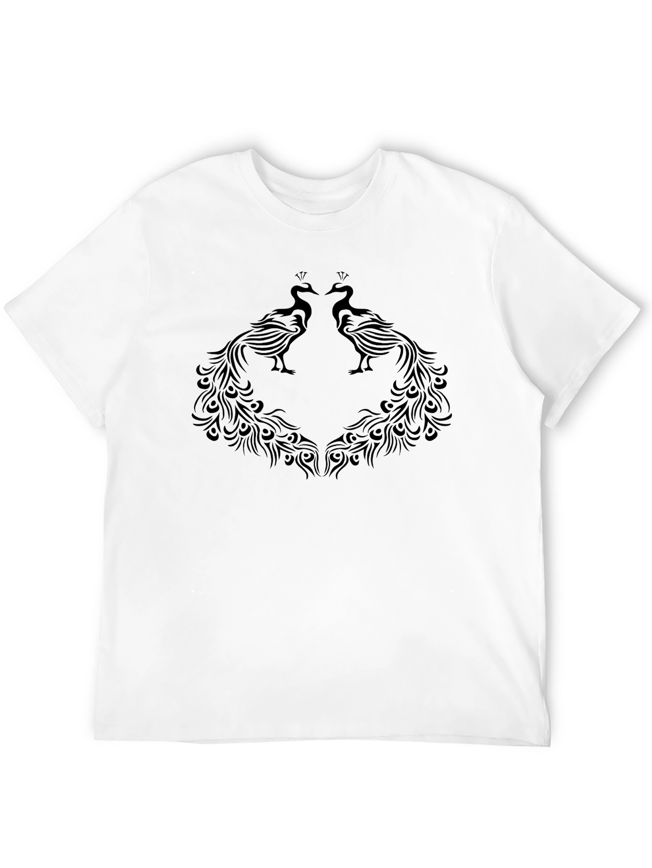 Elegant Black Peacock Graphic Tee
