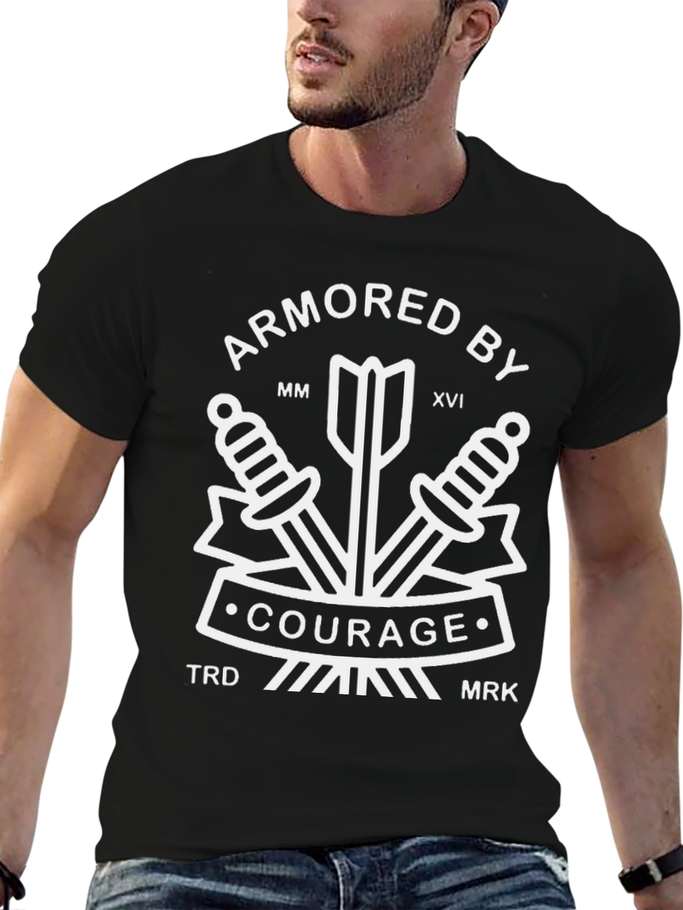Armored By Courage Graphic Tee - Black
