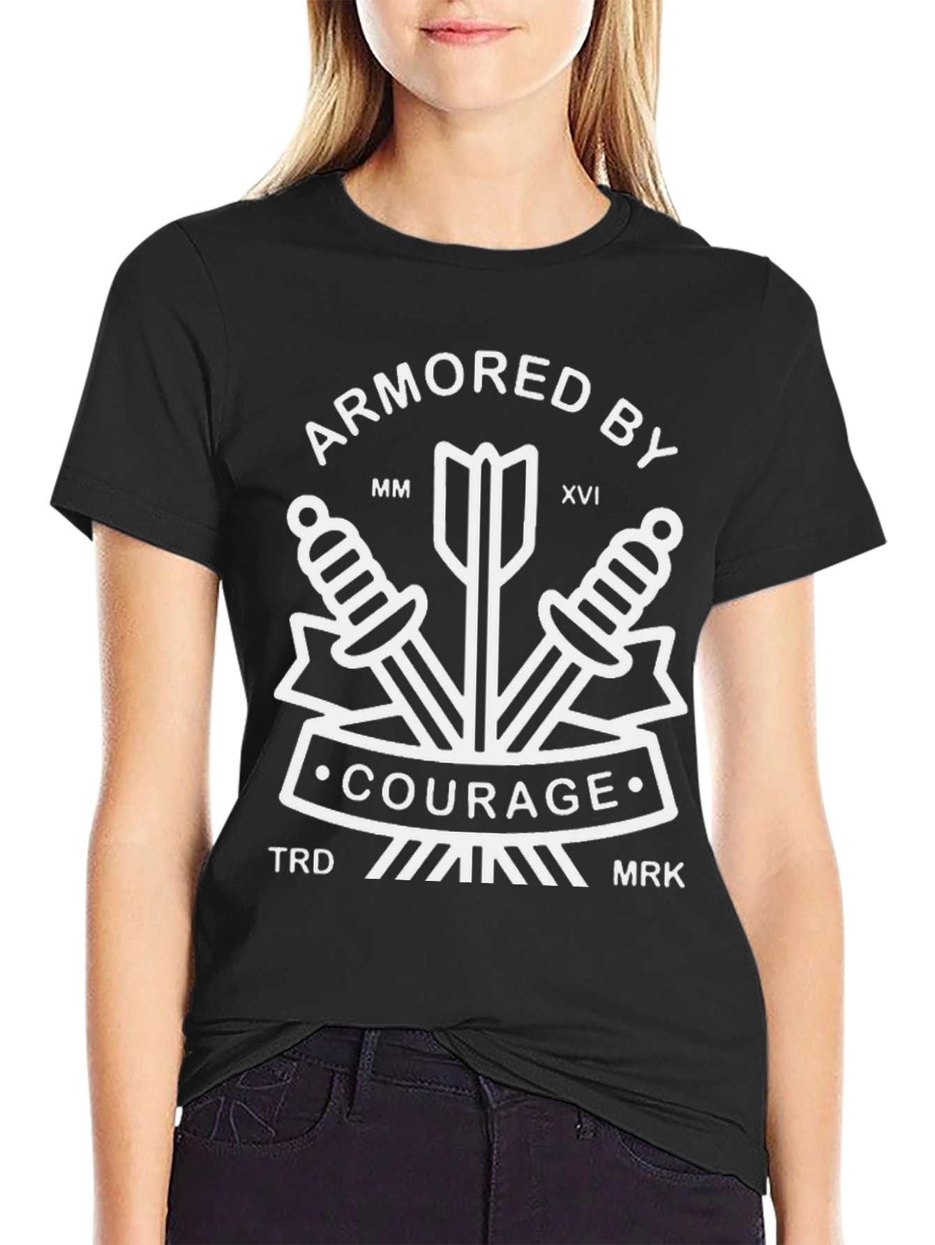 Armored By Courage Graphic Tee - Black