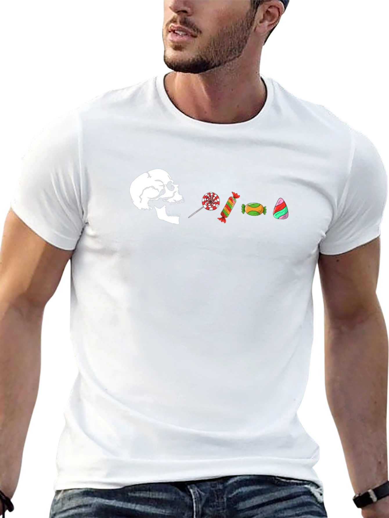 Candy Skull Graphic Tee - Halloween Fun