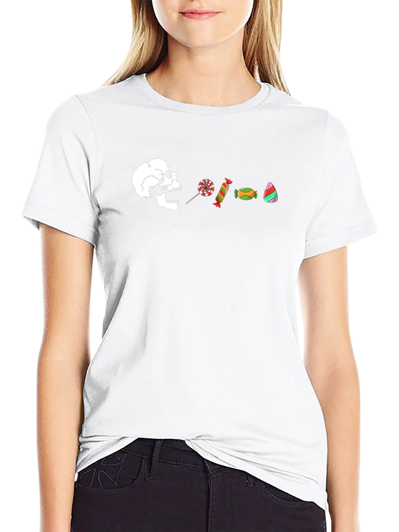 Candy Skull Graphic Tee - Halloween Fun