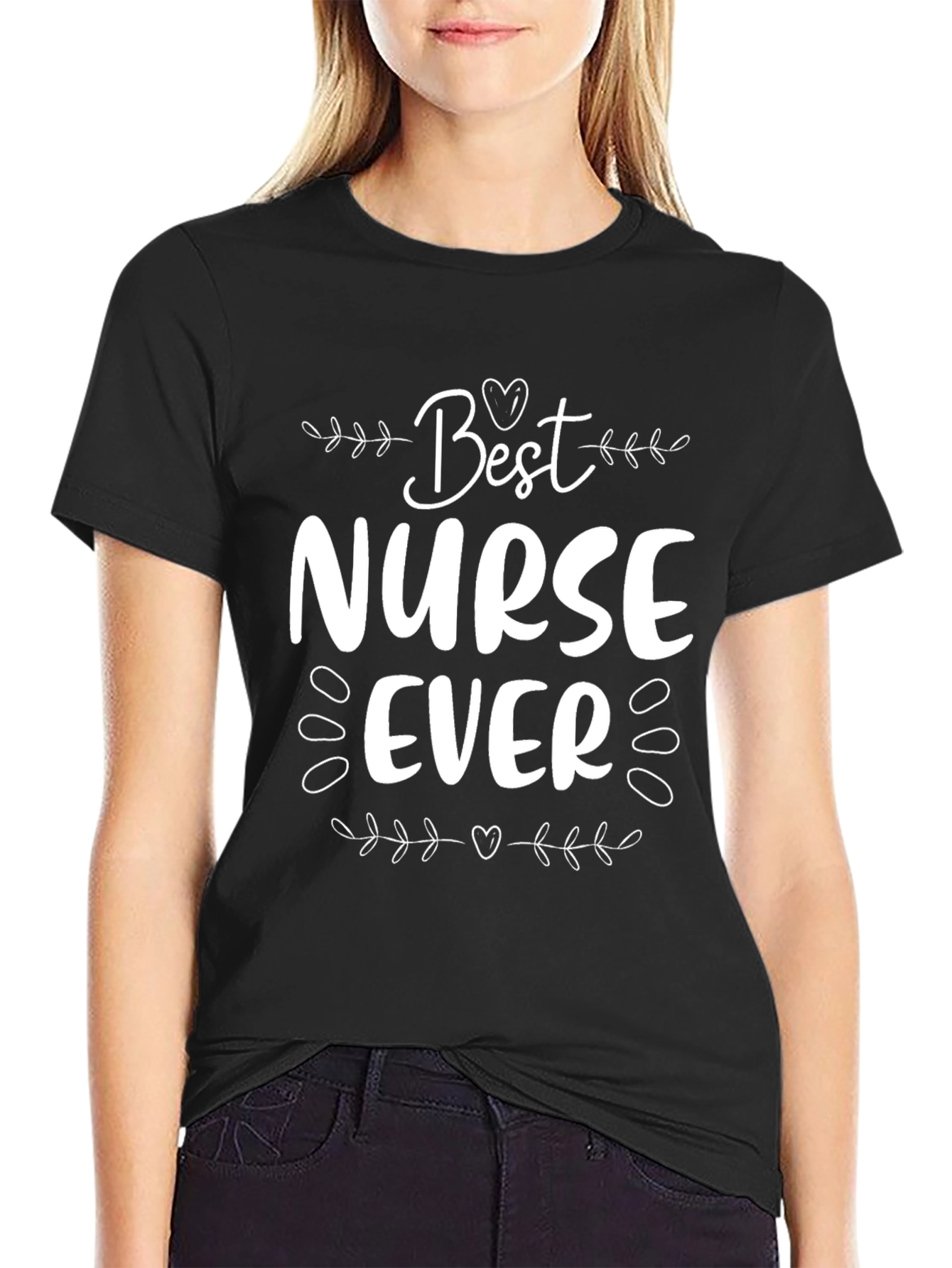 Best Nurse Ever Graphic T-Shirt - Black