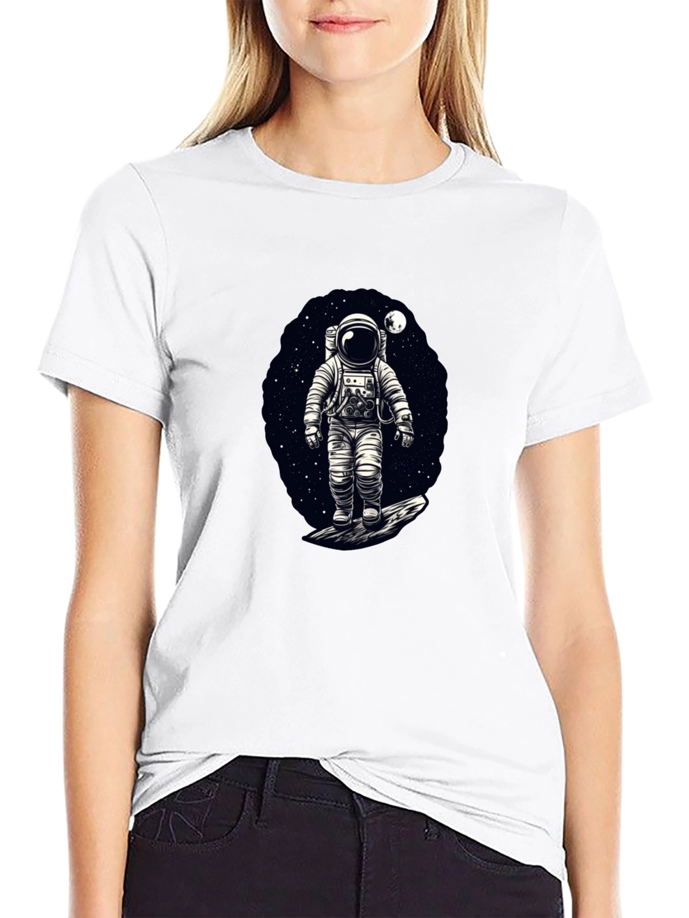 Astronaut in Space Graphic T-Shirt - Black