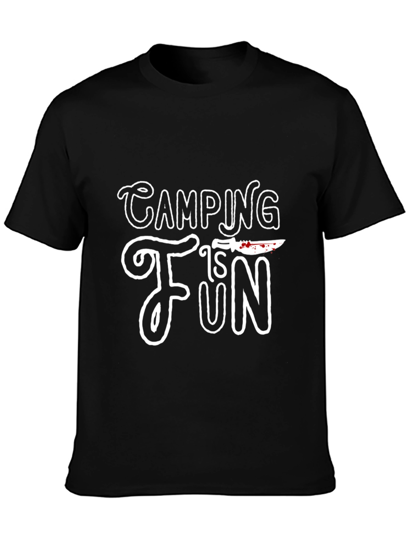 Camping Is Fun Graphic Tee - Black