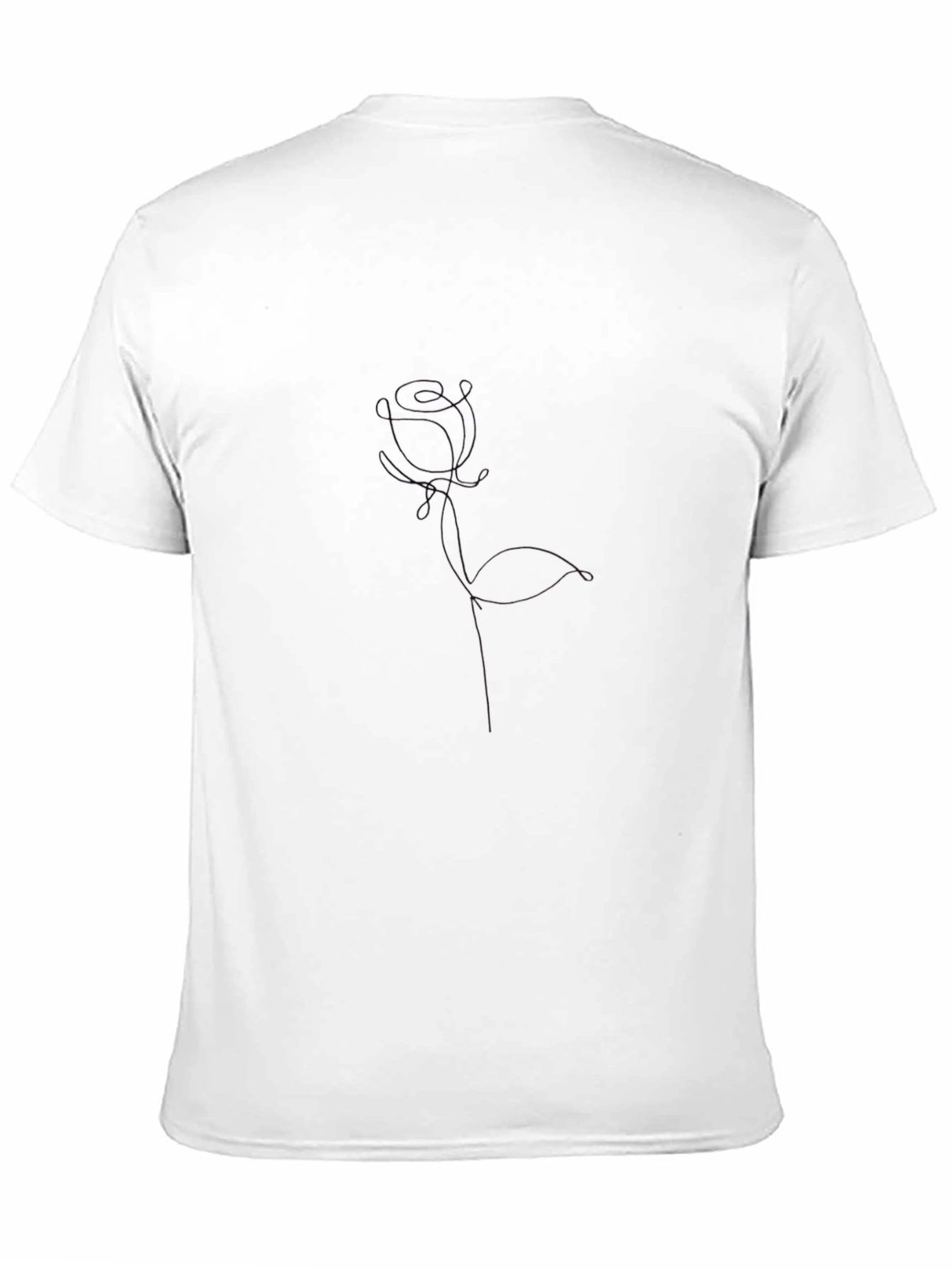 Minimalist Rose Line Art Black T-Shirt