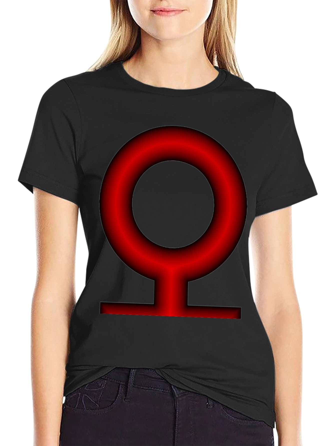 Red Planet Symbol Black T-Shirt