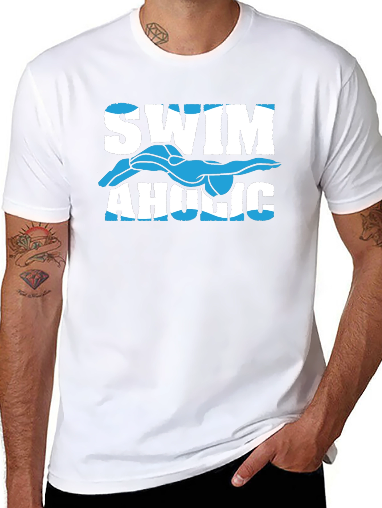 Swimaholic Graphic Tee - Black Cotton T-Shirt