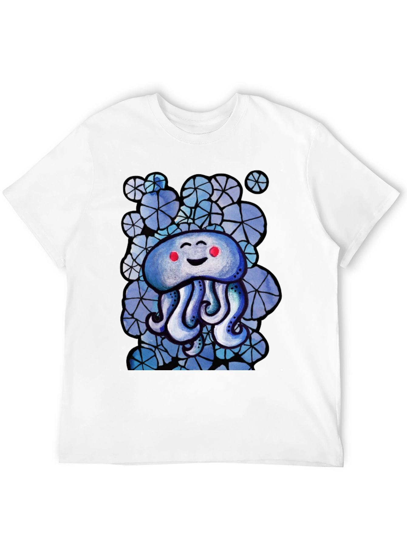 Cute Jellyfish Graphic Tee - Black Cotton T-Shirt