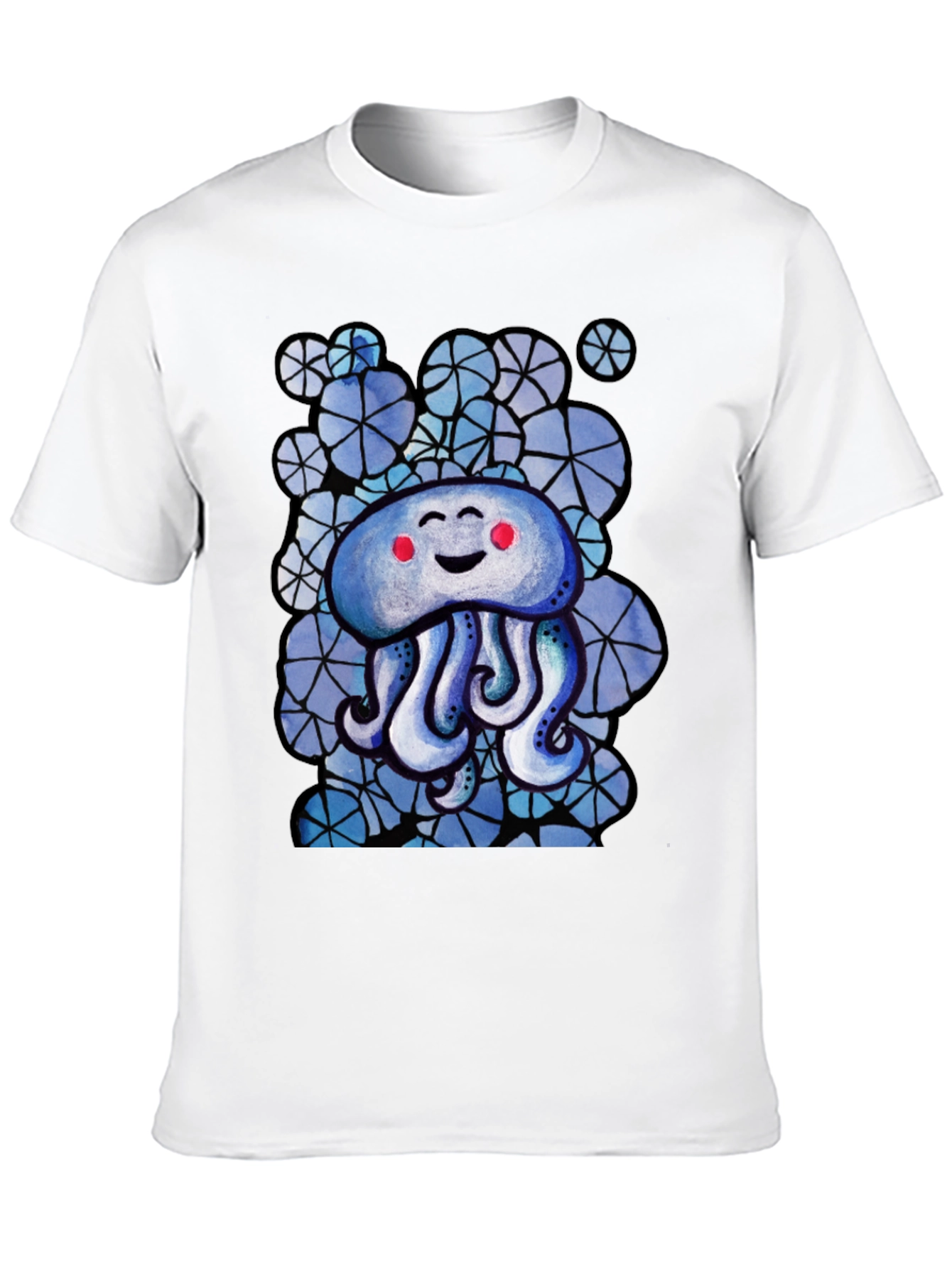 Cute Jellyfish Graphic Tee - Black Cotton T-Shirt
