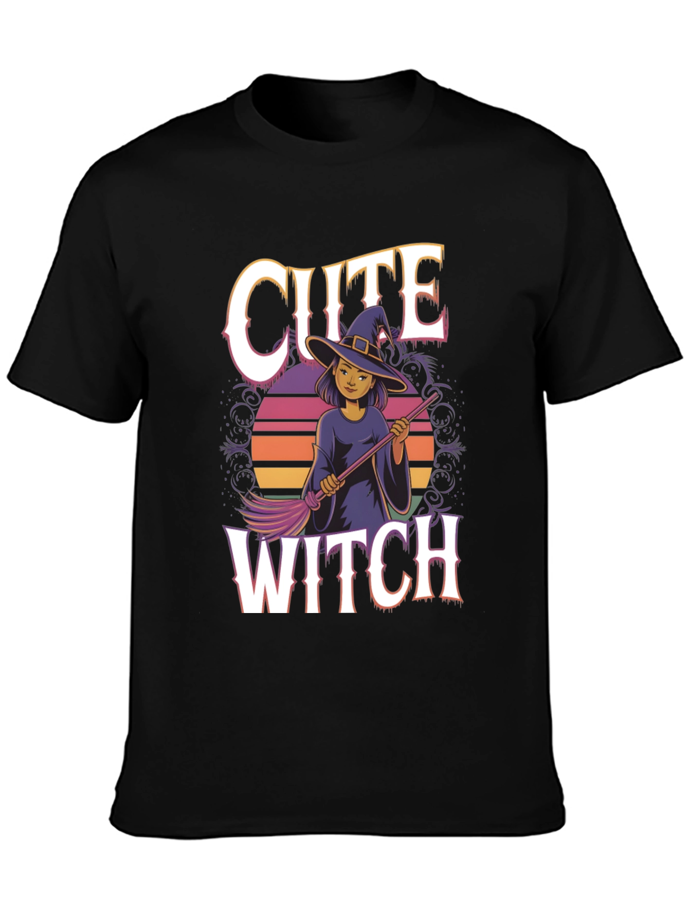 Cute Witch Graphic Tee - Halloween Apparel