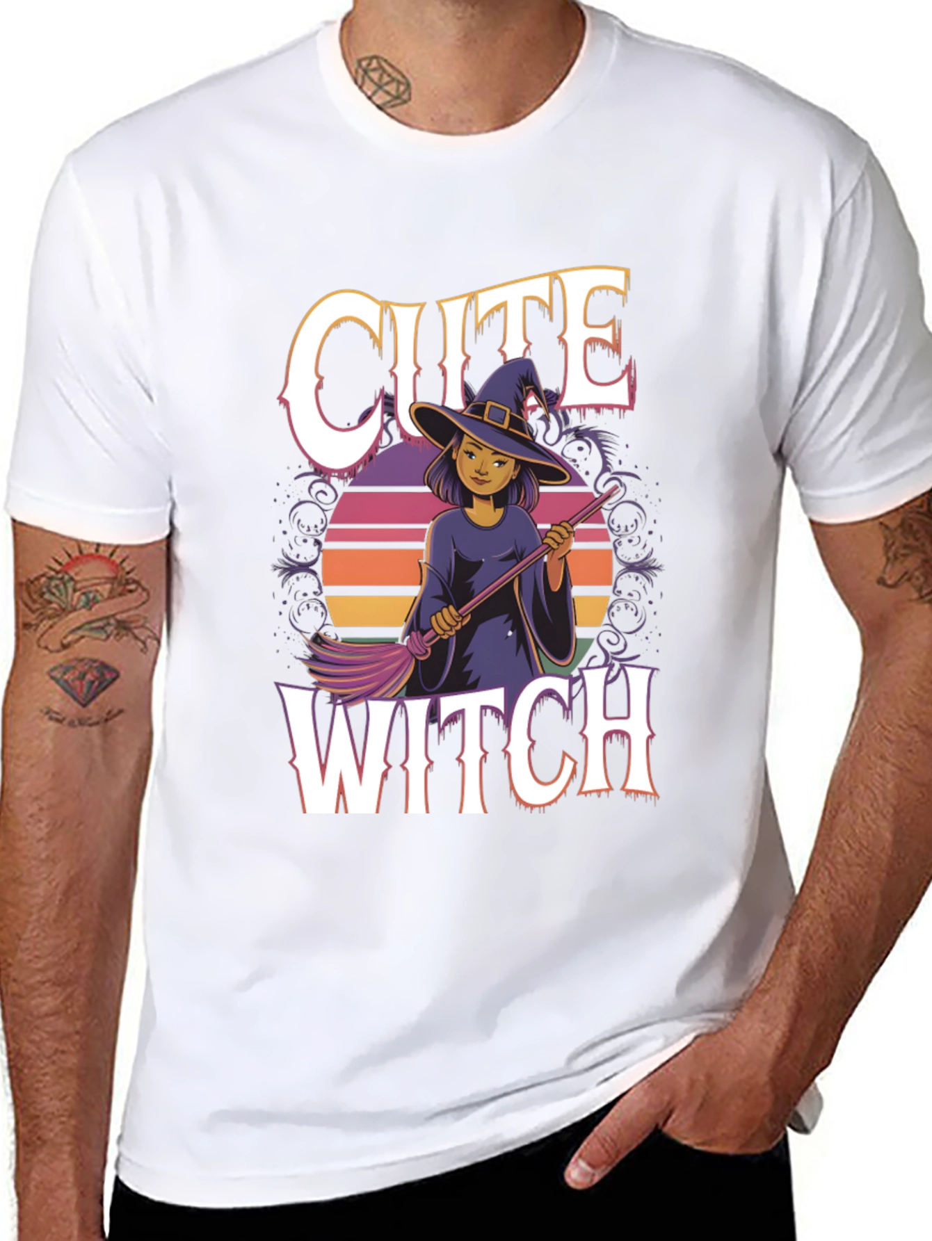 Cute Witch Graphic Tee - Halloween Apparel