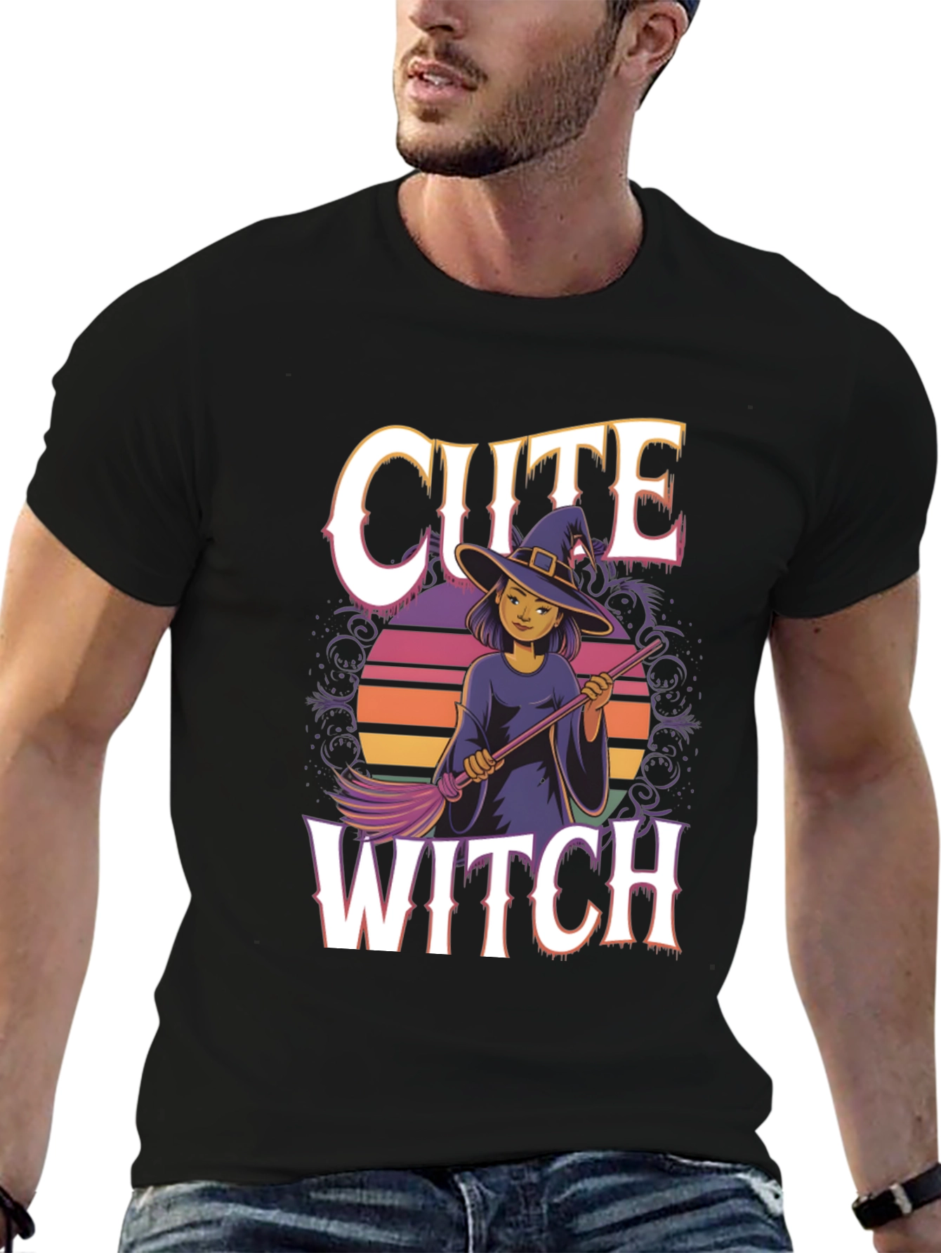 Cute Witch Graphic Tee - Halloween Apparel