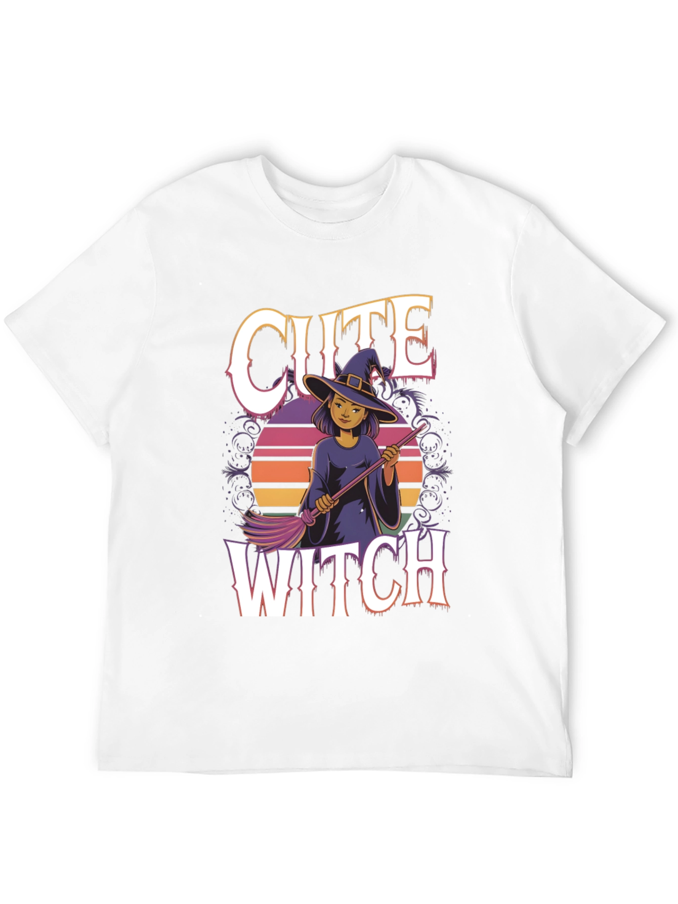 Cute Witch Graphic Tee - Halloween Apparel