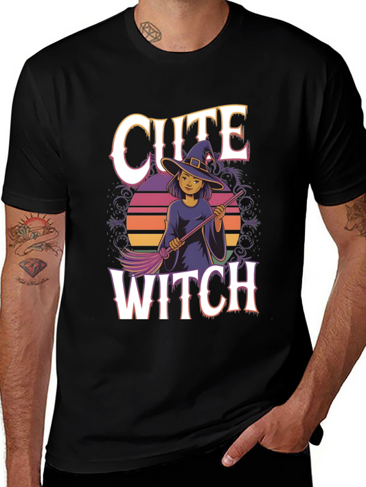 Cute Witch Graphic Tee - Halloween Apparel