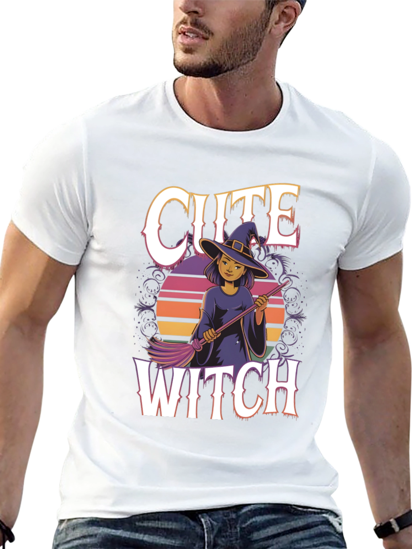 Cute Witch Graphic Tee - Halloween Apparel