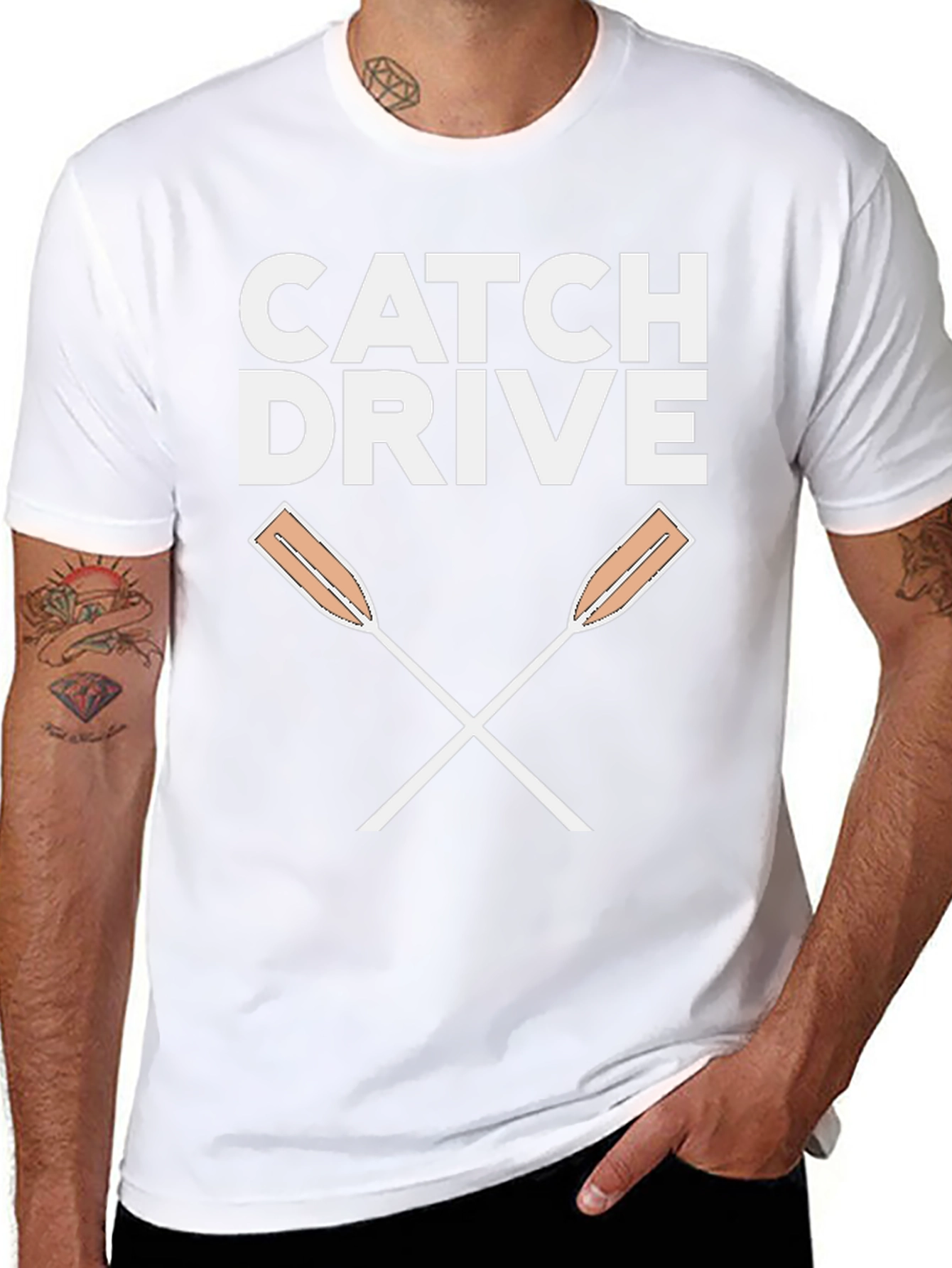 Catch Drive Rowing Oars T-Shirt - Black