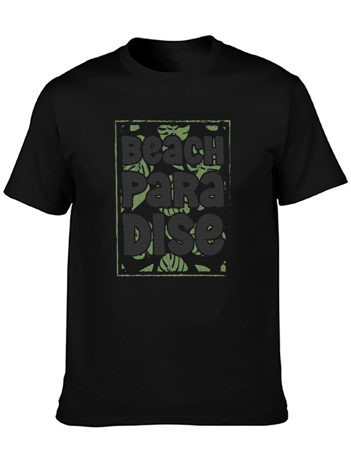 Beach Paradise Graphic T-Shirt - Black