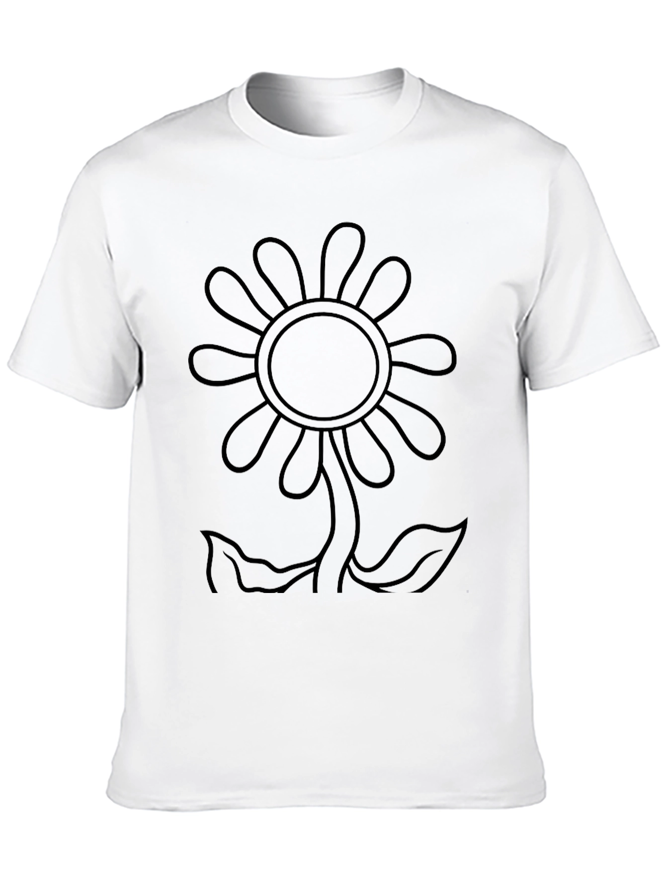 Black Flower Outline Graphic T-Shirt
