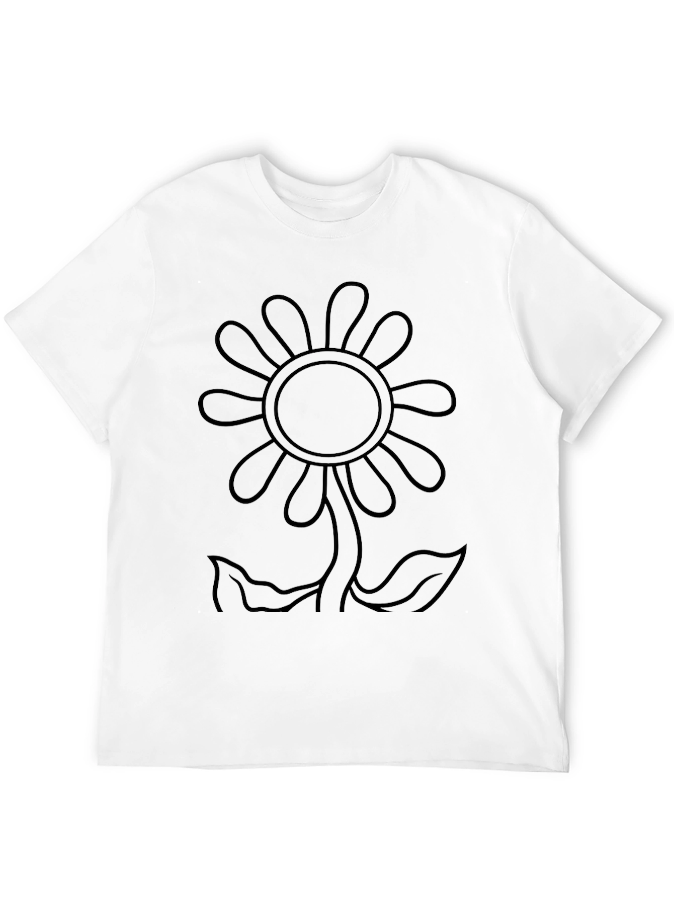 Black Flower Outline Graphic T-Shirt