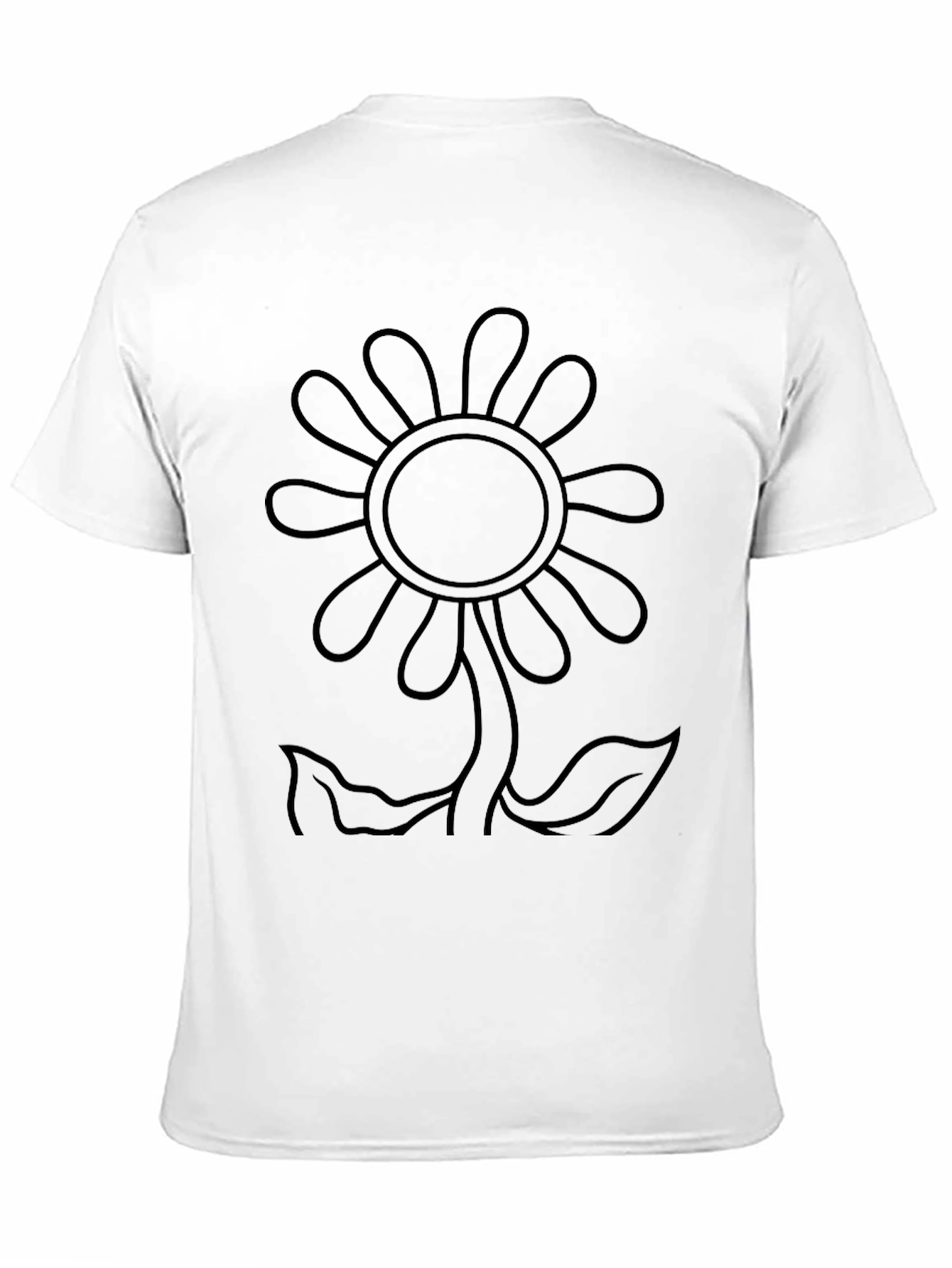 Black Flower Outline Graphic T-Shirt