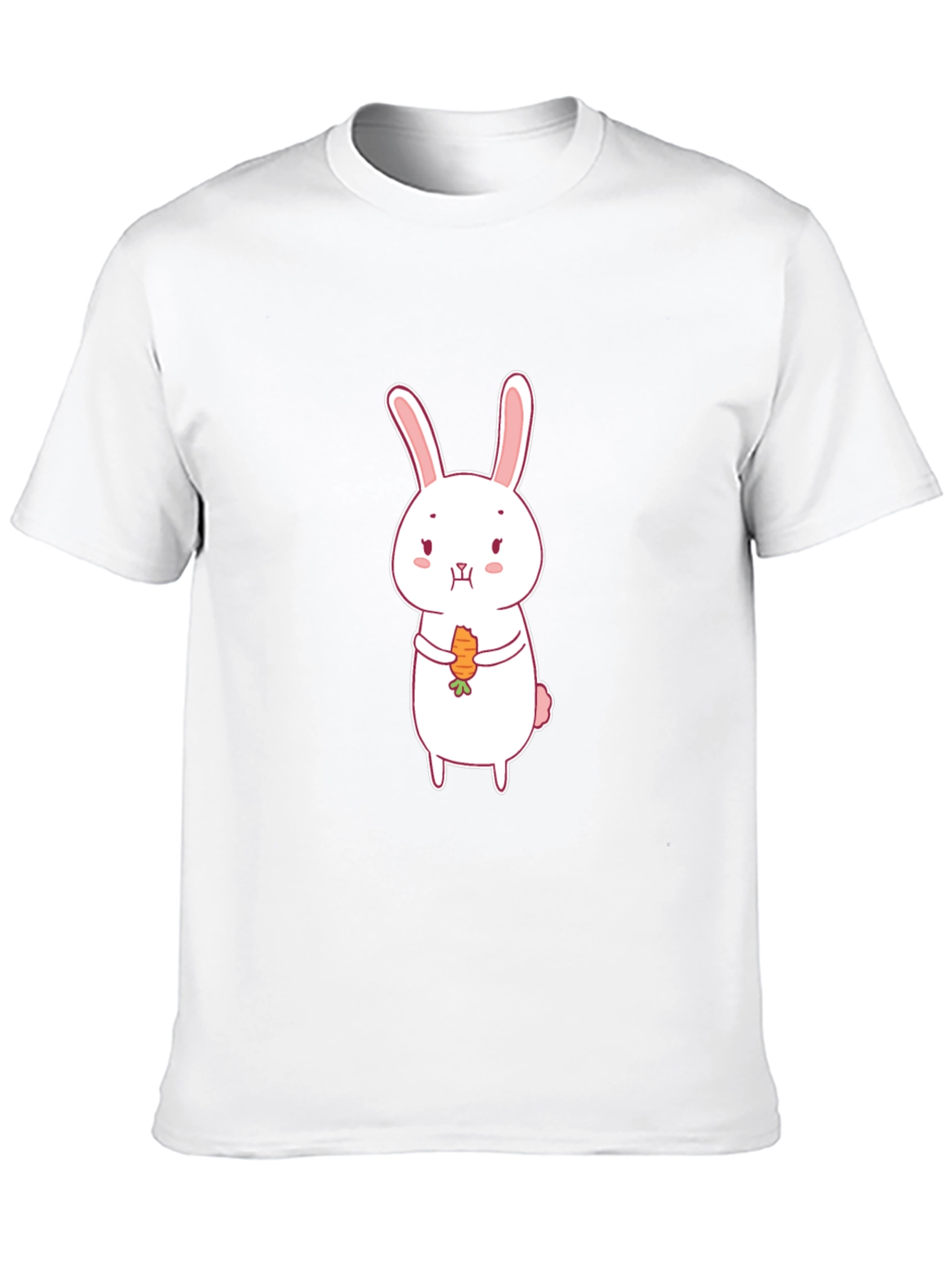 Cute Rabbit Carrot Graphic Black T-Shirt
