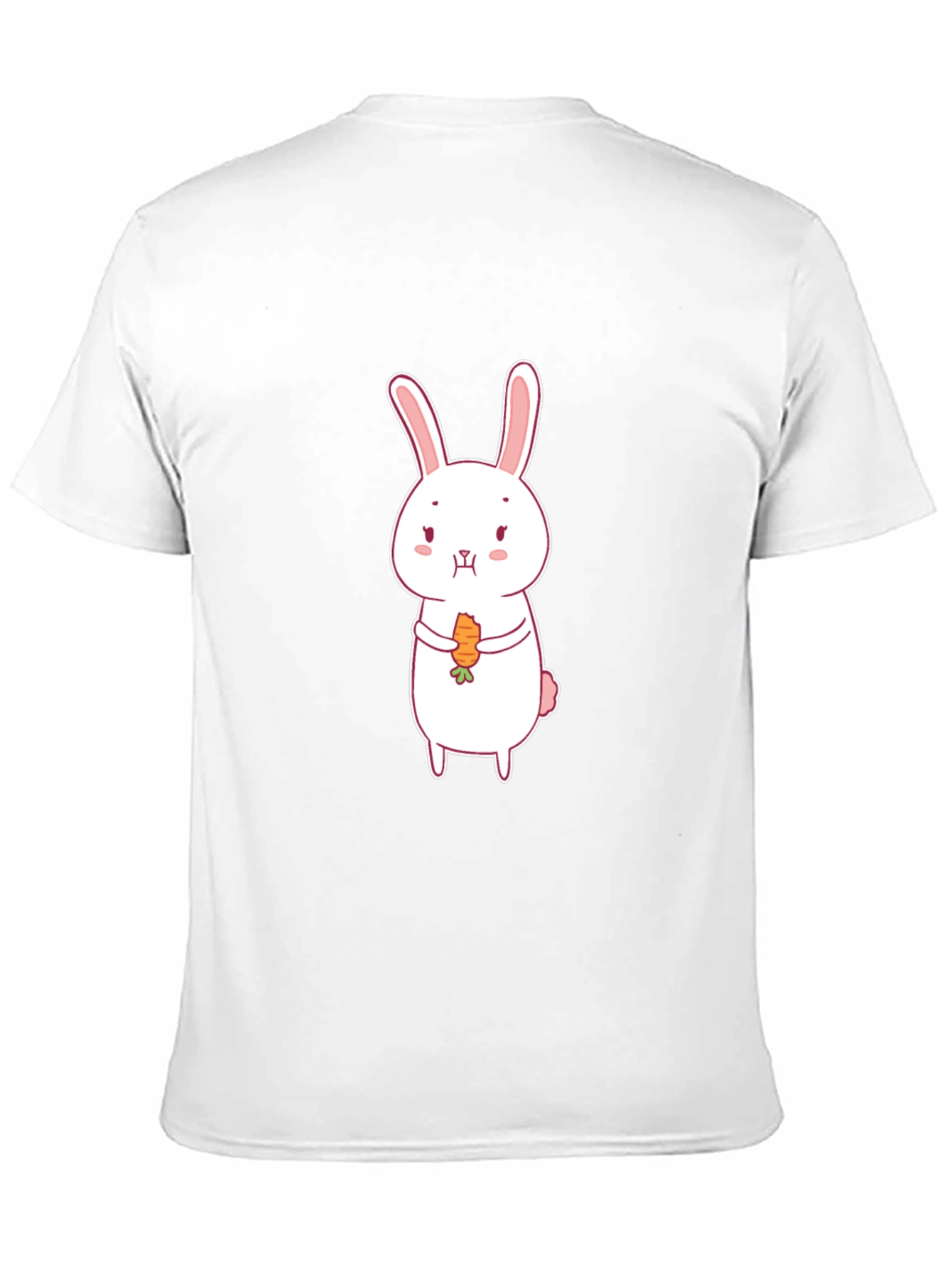 Cute Rabbit Carrot Graphic Black T-Shirt