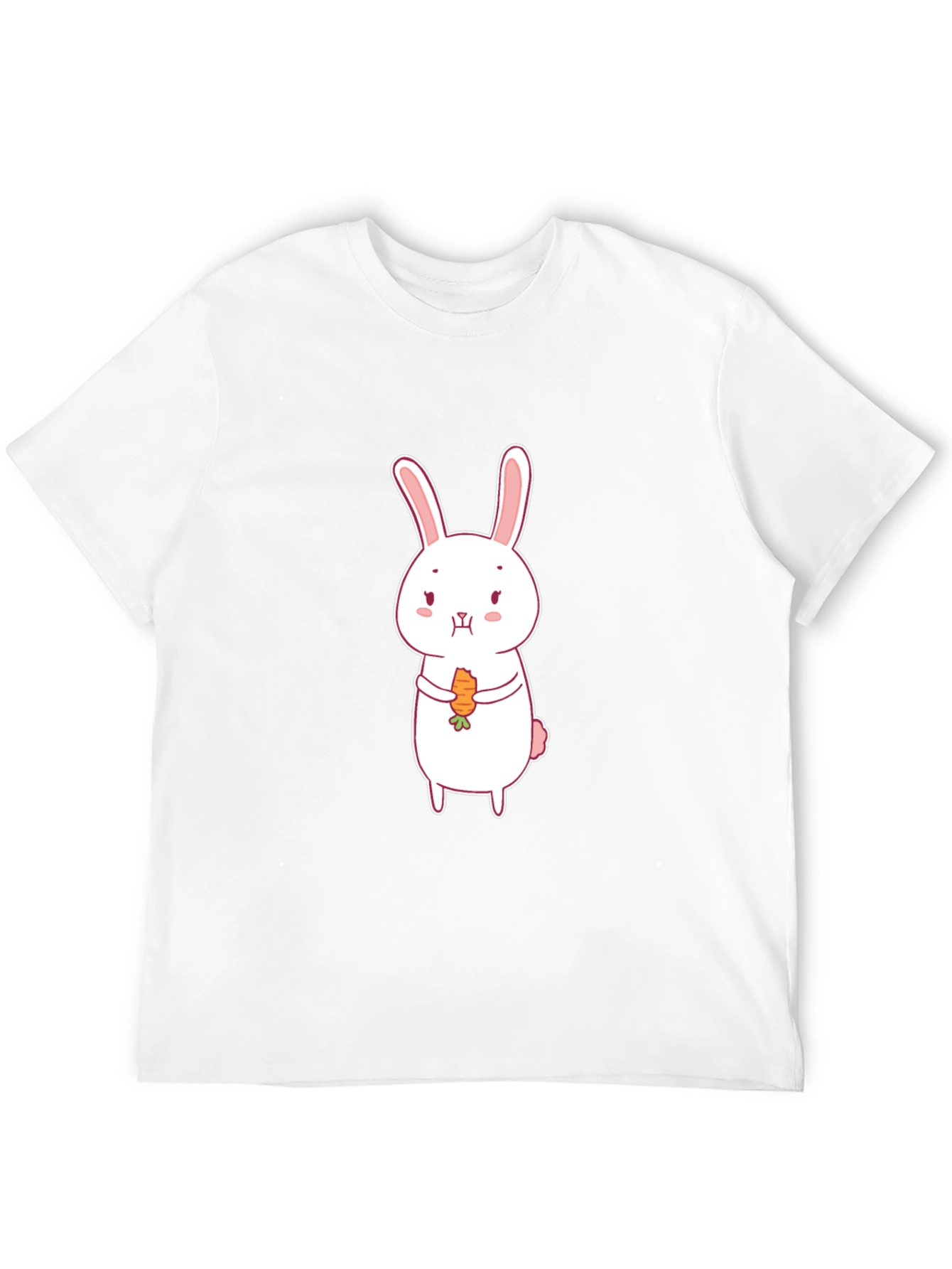 Cute Rabbit Carrot Graphic Black T-Shirt