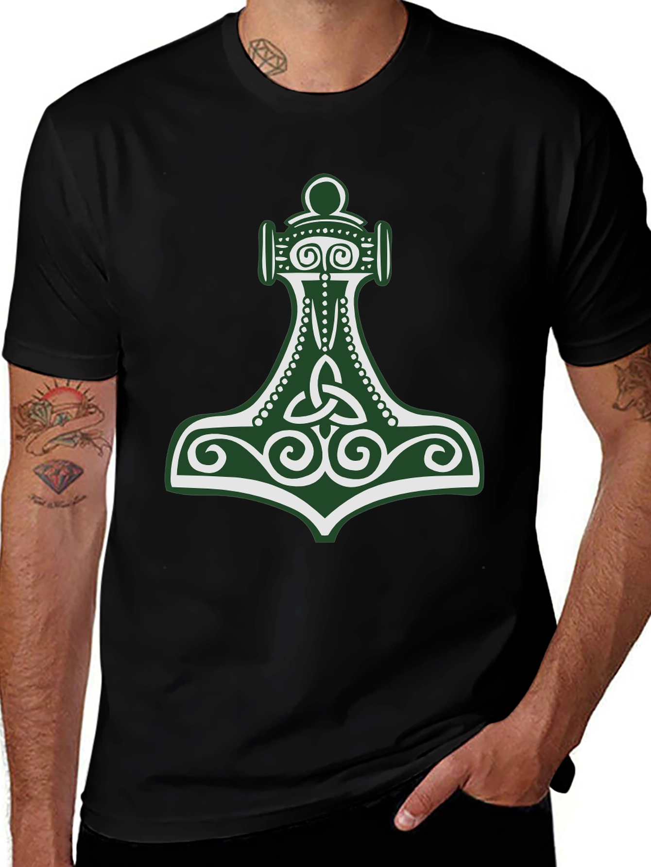 Viking Hammer Graphic Tee - Black