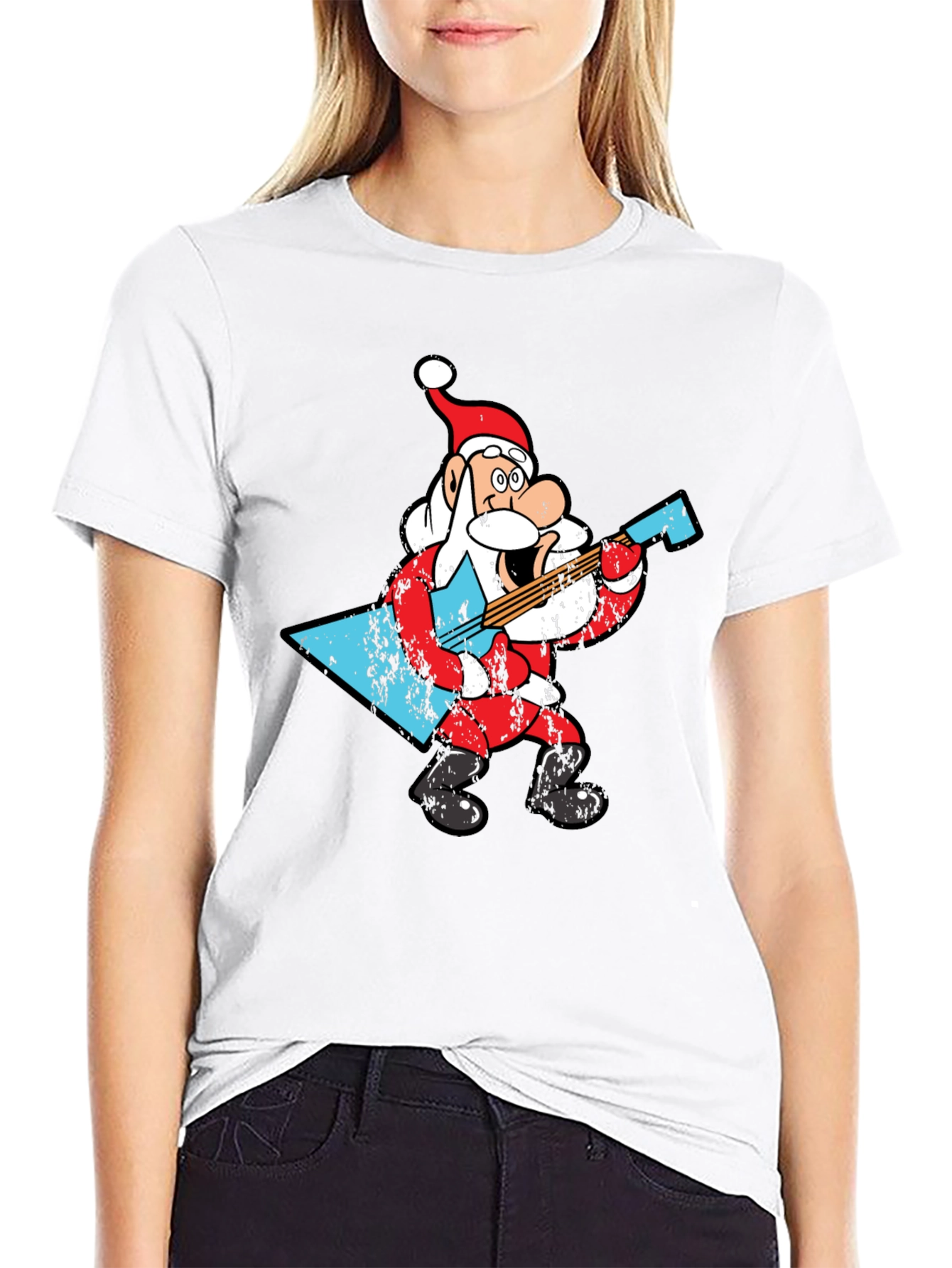 Rockin Santa Claus Graphic T-Shirt