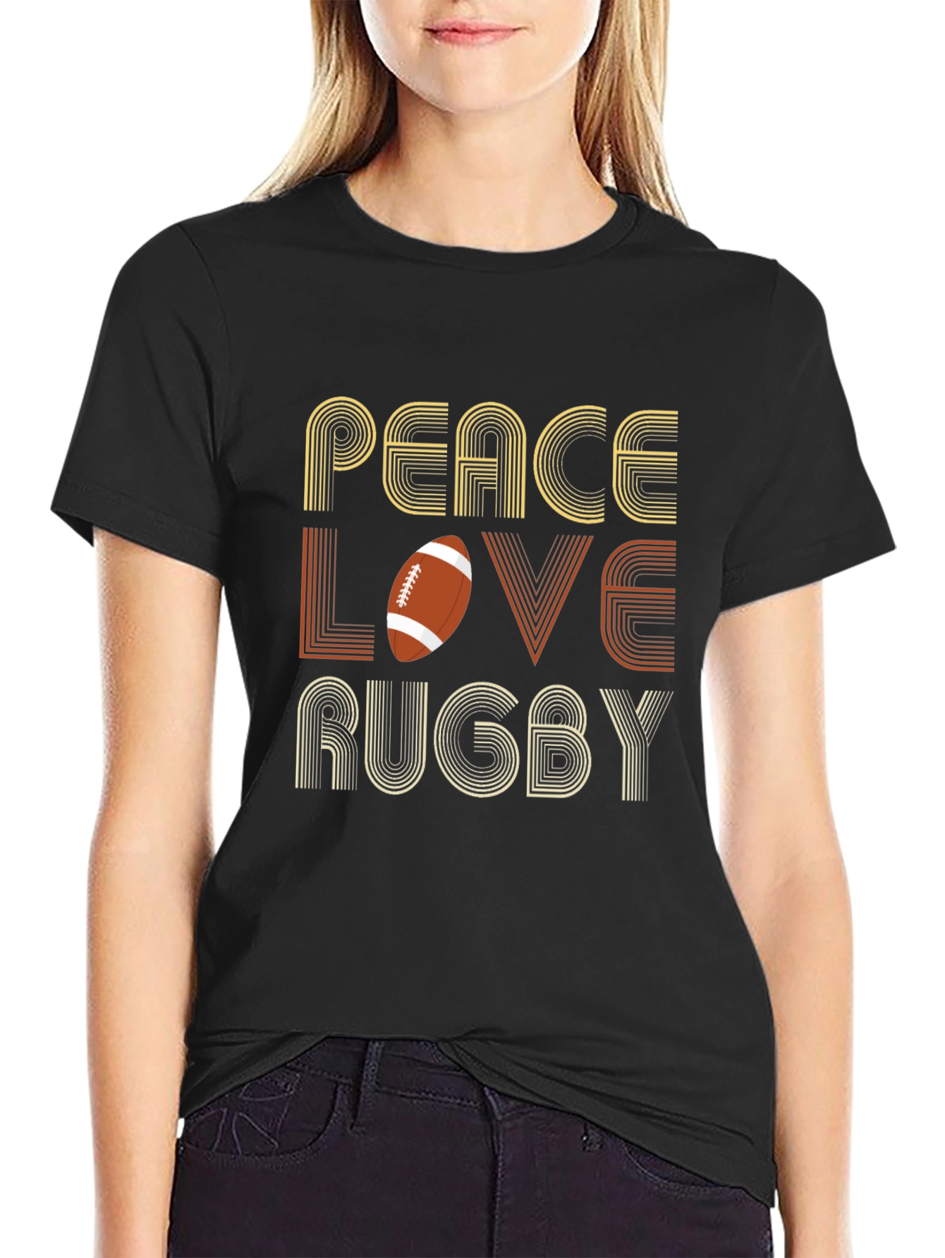 Peace Love Rugby Graphic T-Shirt