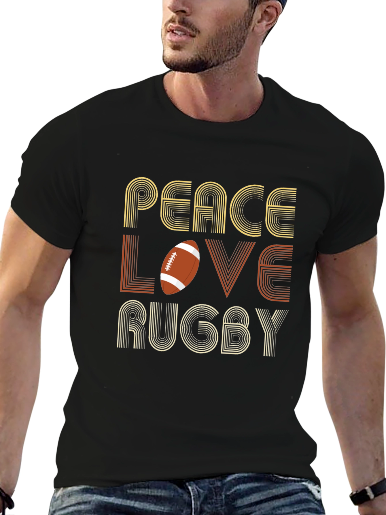 Peace Love Rugby Graphic T-Shirt
