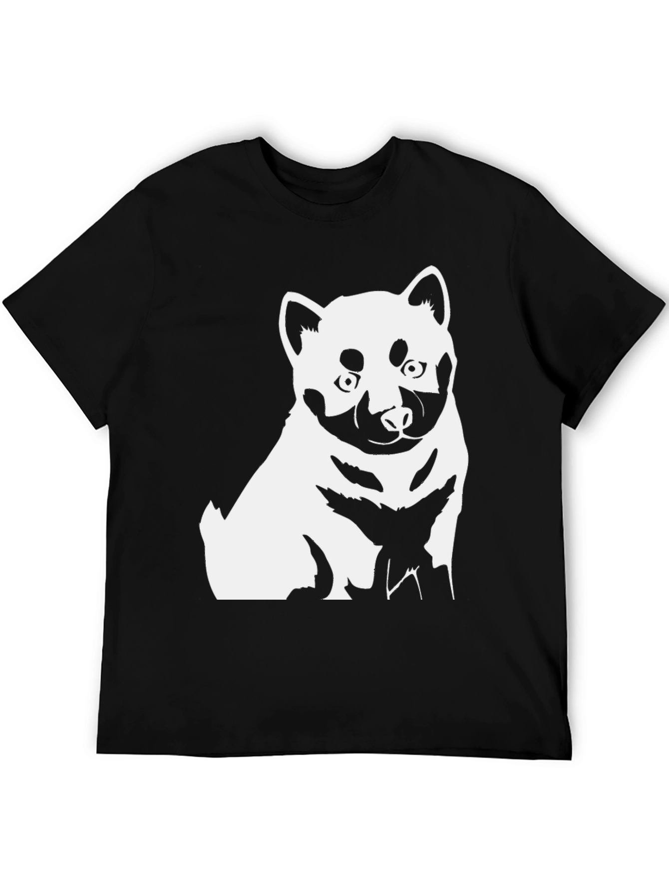 Dog Graphic Tee - Shiba Inu Style Black T-Shirt