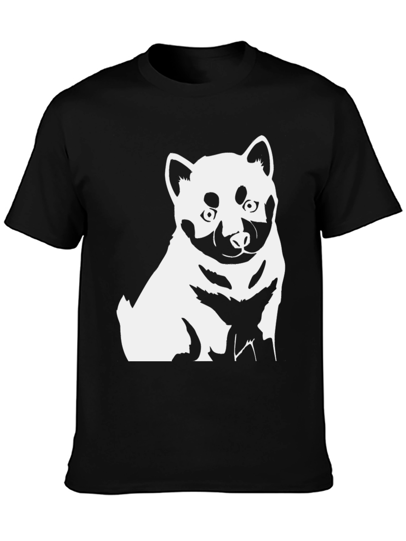 Dog Graphic Tee - Shiba Inu Style Black T-Shirt