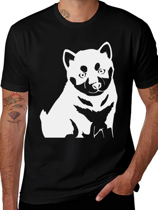 Dog Graphic Tee - Shiba Inu Style Black T-Shirt