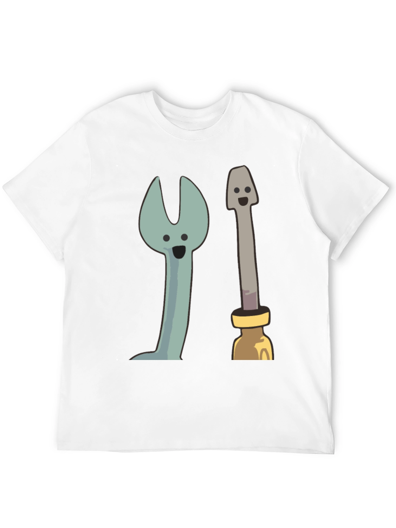 Funny Cartoon Tools Graphic Tee - Black