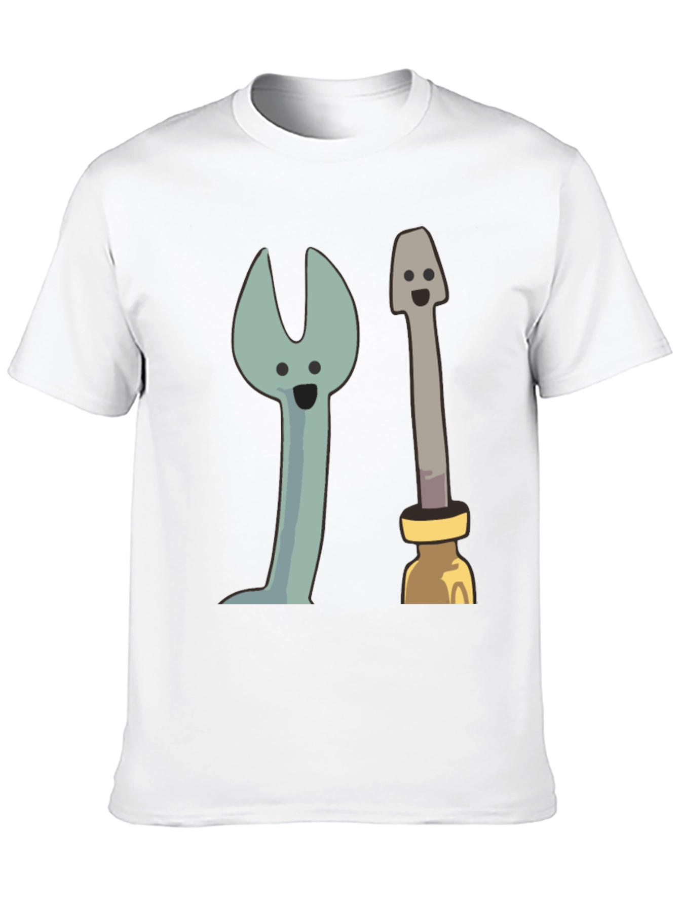 Funny Cartoon Tools Graphic Tee - Black