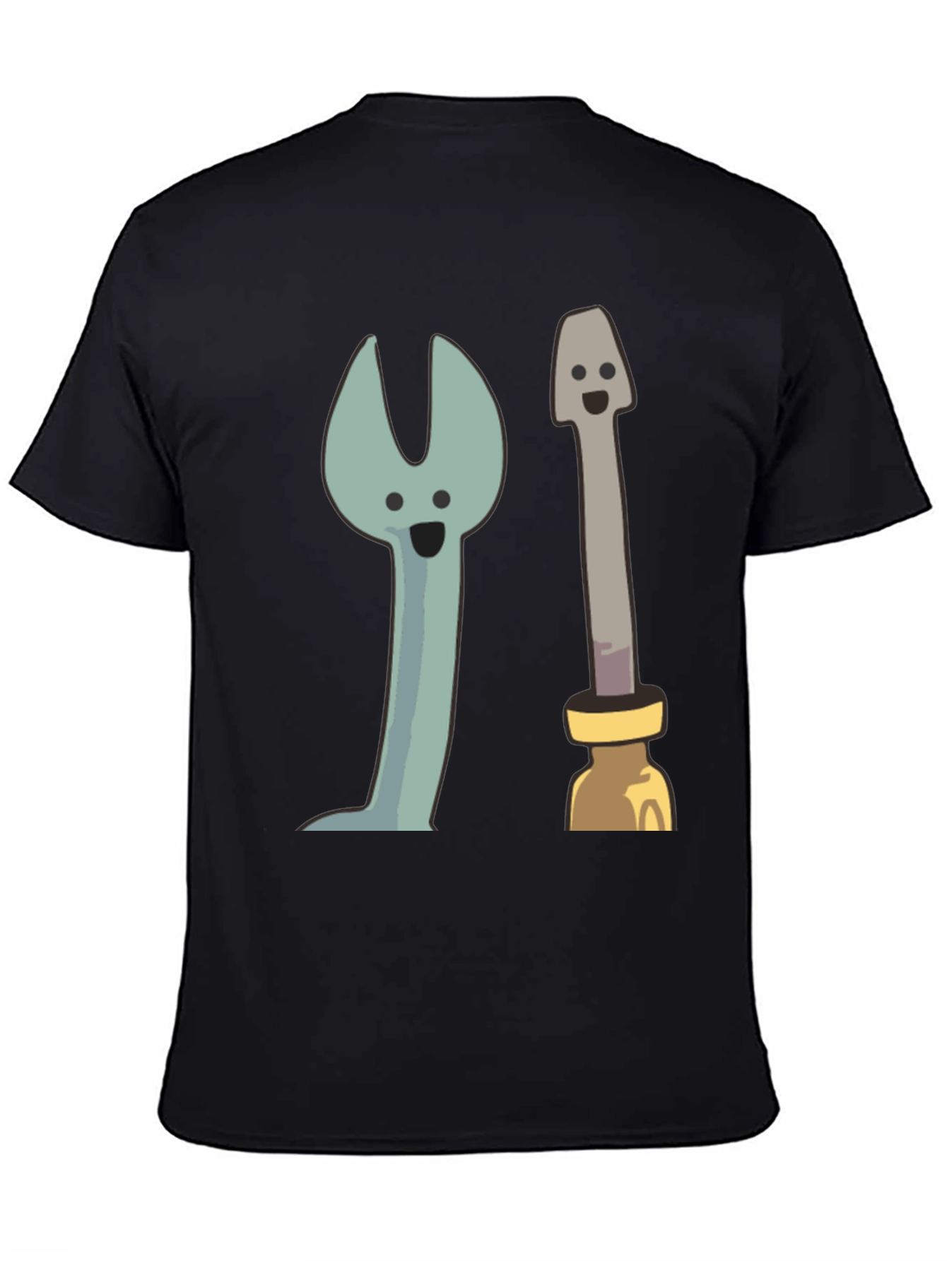 Funny Cartoon Tools Graphic Tee - Black