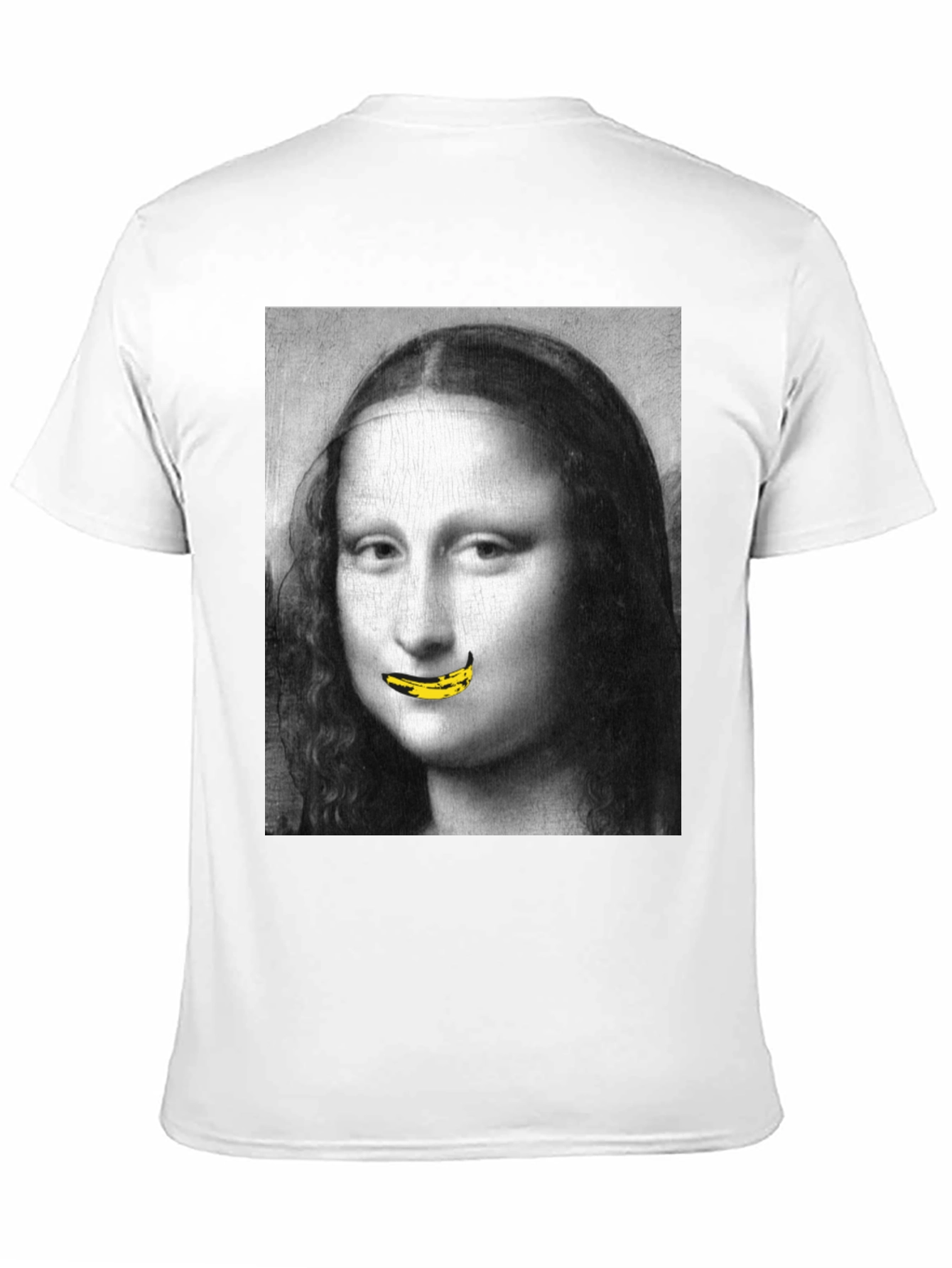 Mona Lisa Banana Mouth Black T-Shirt